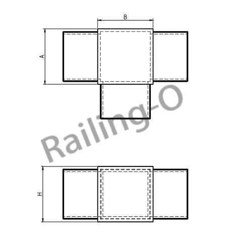 3-Way Square  connector for handrail tube