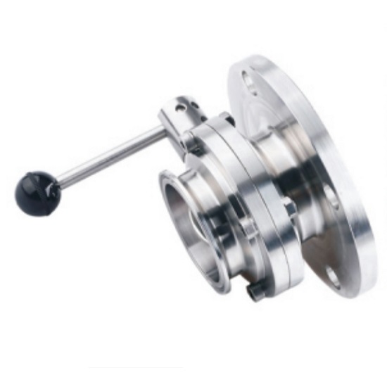 Hygienic quick installation flange butterfly valve