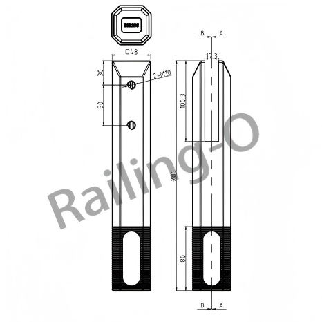 SPIGOT SQUARE CORE DRILLED 286MM